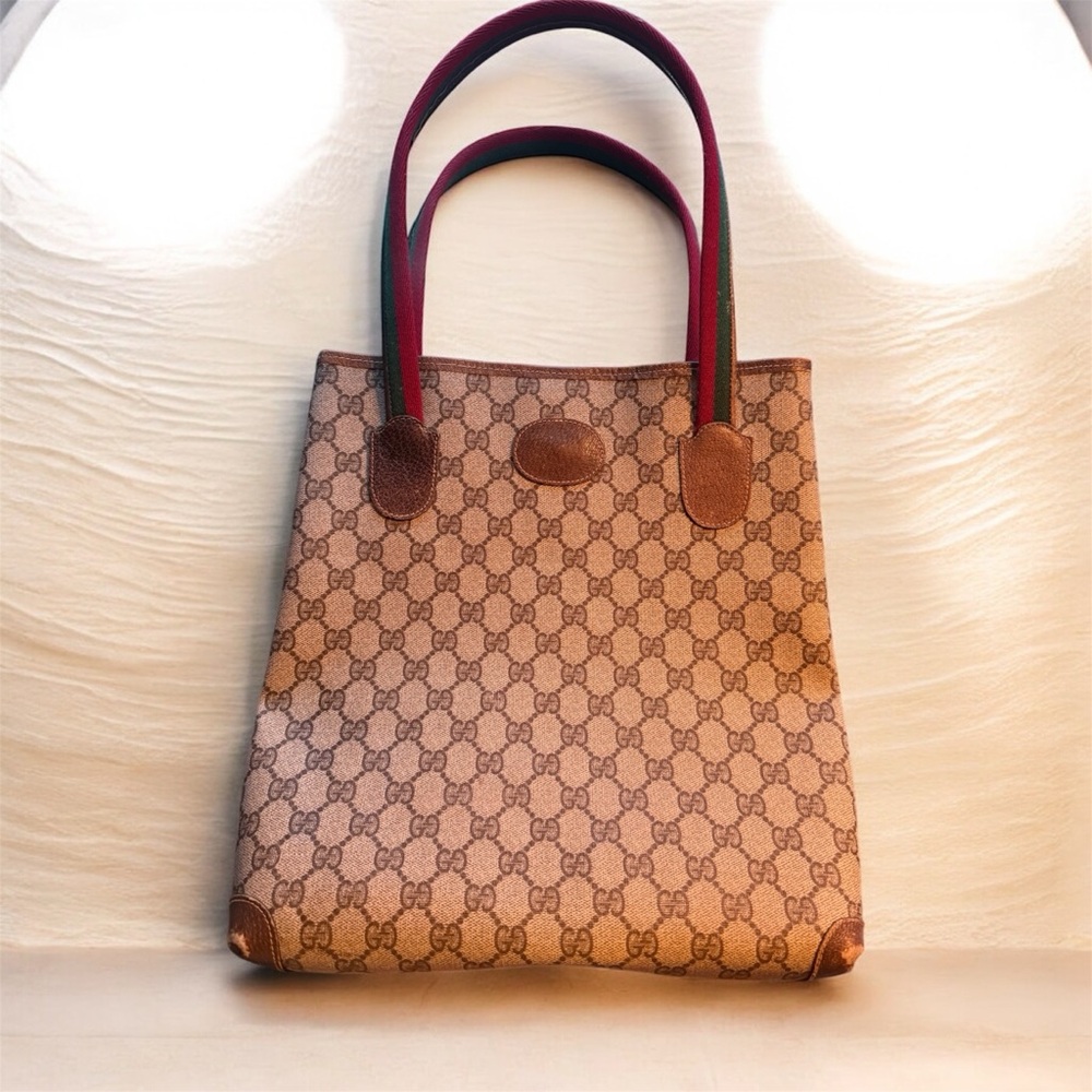 VTG Gucci GG Supreme Web Canvas Stripe Tote
